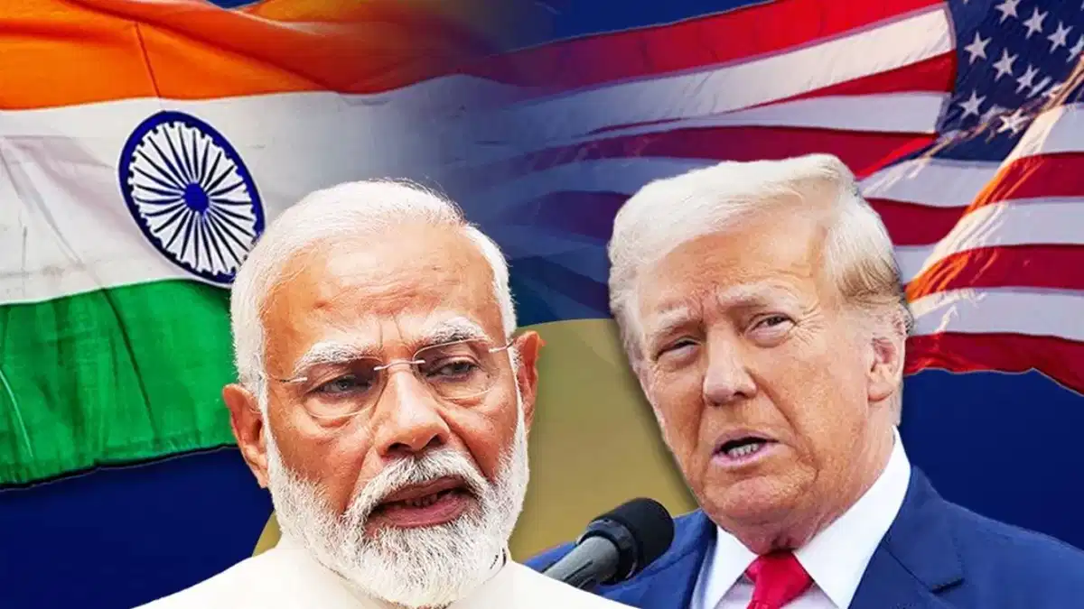 "प्रधानमंत्री नरेंद्र मोदी और डोनाल्ड ट्रंप की अलग-अलग तस्वीरें, भारत-पाकिस्तान सीजफायर पर बयानबाज़ी करते हुए"